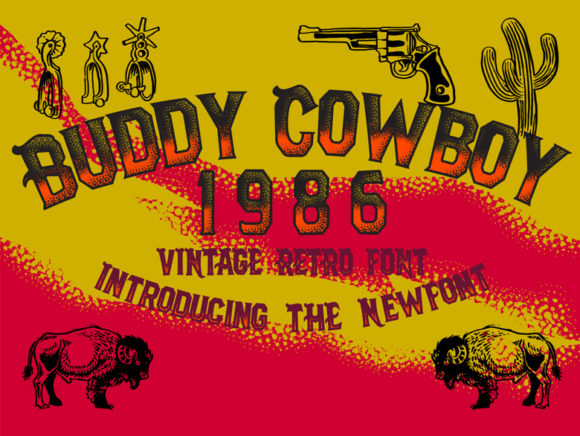 Discover Buddy Cowboy 1986: A Bold Display Font for Web Design